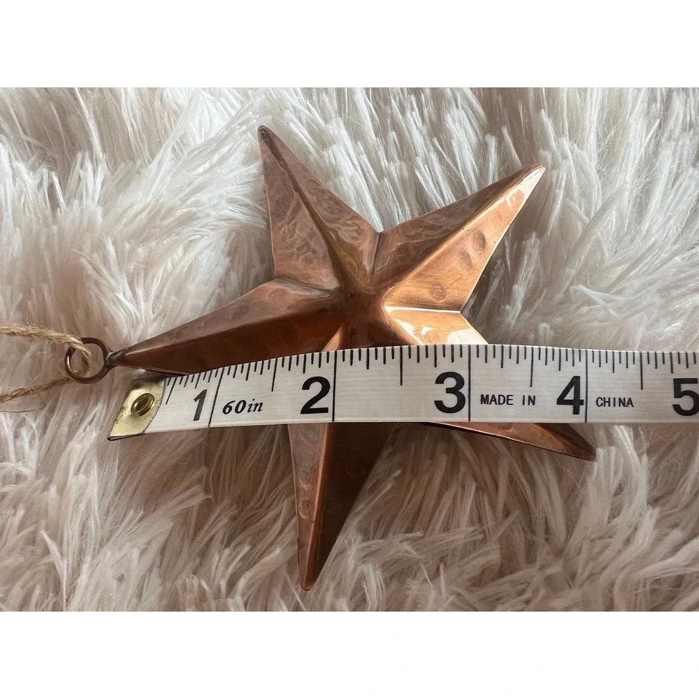 Rustic Metal Star Ornaments Set of 11 Copper Bronze Hammered Primitive Western